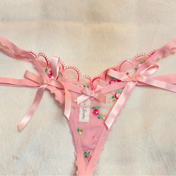 New! For Love And Lemons Pink Maisie Strappy Thong Panty Size XS 25014 - Picture 6 of 9
